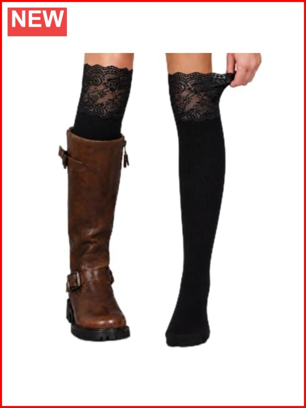 Knee High Lace Boot Socks Lolita Y2K Over the Knee Stockings